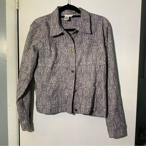 Coldwater Creek Grey Silver Jacquard Jacket Size Med